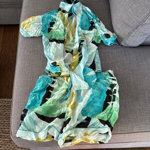 Stars Above Teal and Black Patterned Shirt